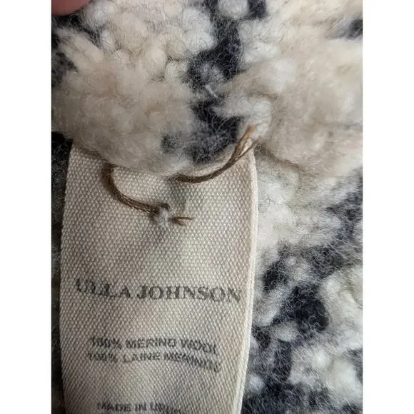 Ulla Johnson Cardigan Womens SMALL Beige Black Merino Wool Button Front NWOT